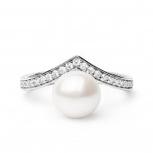 Inel cu perla naturala alba din argint si cristale zirconiu DiAmanti SK19493R_W-G